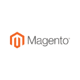 Das Magento-Logo auf weißem Hintergrund.