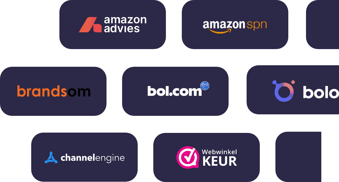 A group of different logos on a dark background, representing companies involved in VAT filing and EPR.