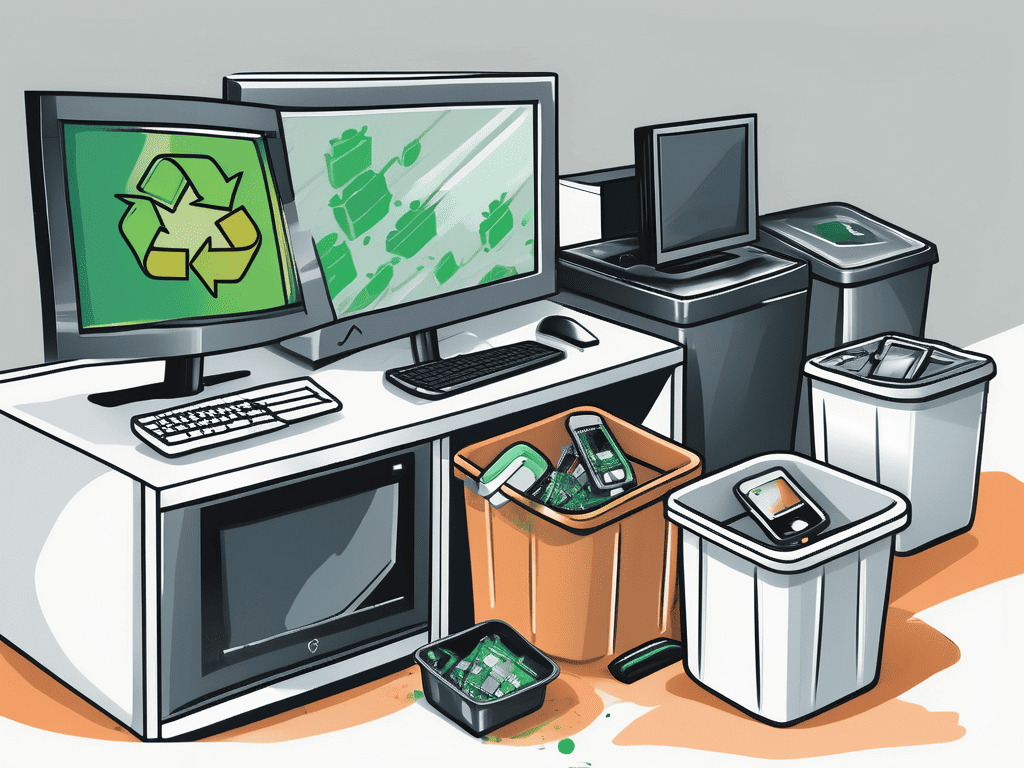 Various electronic waste items such as a computer