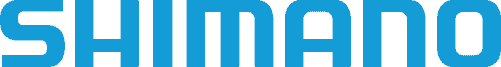 Shimano-logo op een blauwe achtergrond.